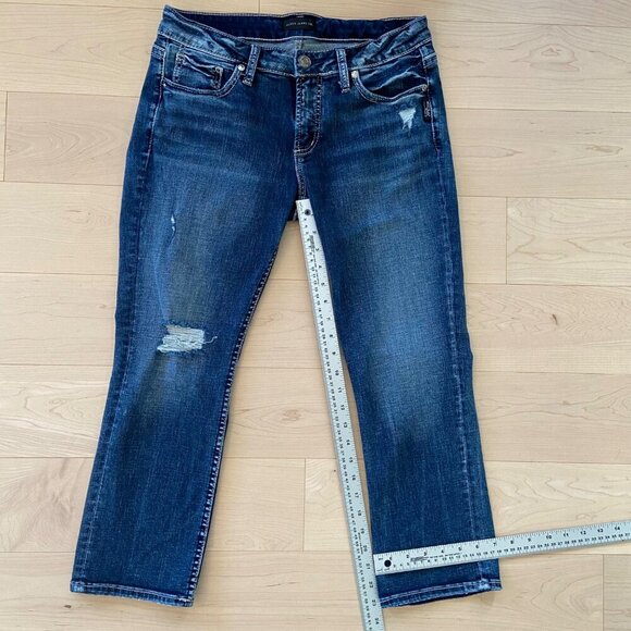 Silver Jeans Co. Elyse Capri Womens Jeans Distressed blue stretchy Denim size 29 - Picture 8 of 11